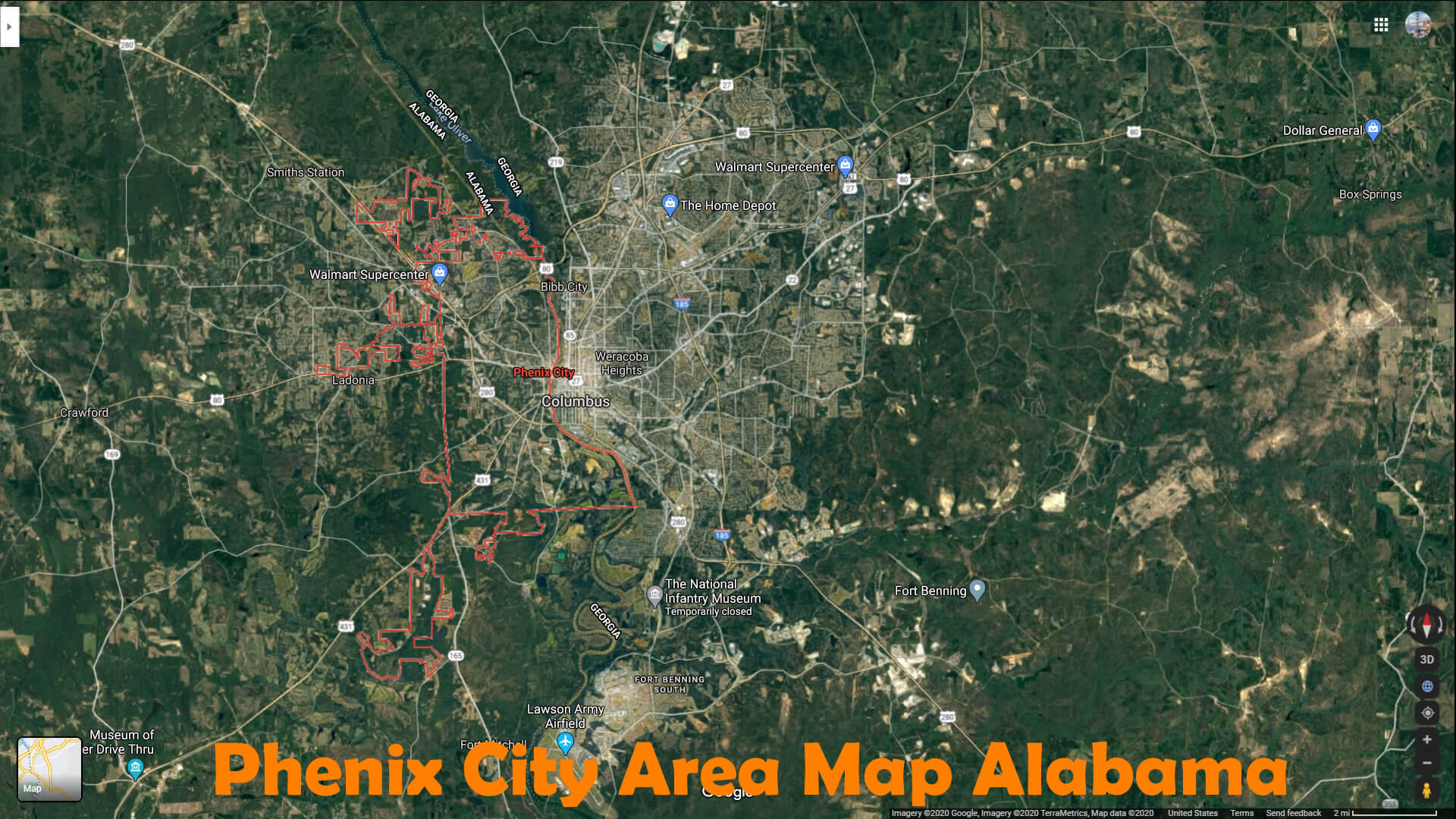 Phenix City Area Map Alabama